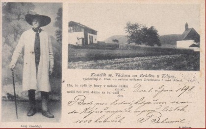 Kostelík sv. Václava kolem na pohlednici z roku 1898